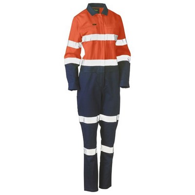 WOMENS TAPED HI VIS COTTON DRILL COVERALL 