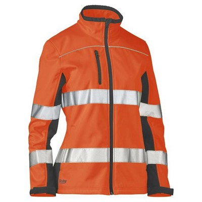 WOMENS TAPED TWO TONE HI VIS SOFT SHELL JACKET