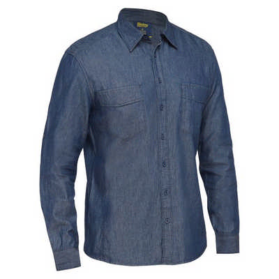 MENS LONG SLEEVE DENIM WORK SHIRT 