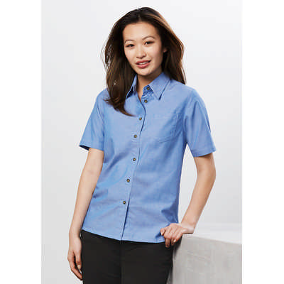 Womens Chambray Short Sleeve Shirt