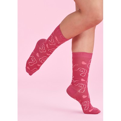 Unisex Pink Happy Feet Comfort Socks