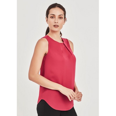 Womens Estelle Sleeveless Pleat Detail Blouse