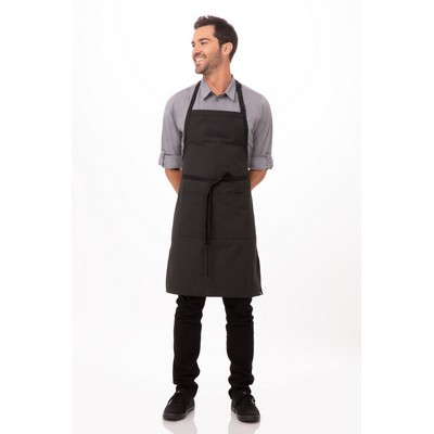 Bib Apron with Contrasting Ties- Pinstripe 