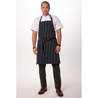 Striped Bib Apron No Pocket- Navy/White 