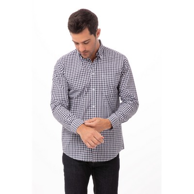 Mens Gingham Dress Shirt - Blue -XL