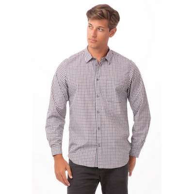 Modern Gingham Long Sleeve Dress Shirt- Chocolate -M