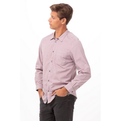 Modern Gingham Long Sleeve Dress Shirt- Chili Peppers -XL