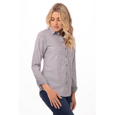Modern Gingham Long Sleeve Dress Shirt- Chocolate -XL