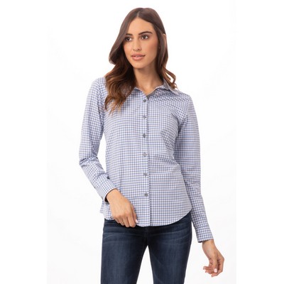 Modern Gingham Long Sleeve Dress Shirt- Strong Blue -M