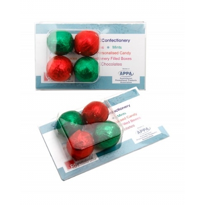 Business Card Clamshell with Chocolate Baubles