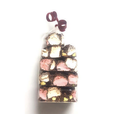 Our Premium Rocky Road Gift bag (200gm) made with fresh vanilla and raspberrymarshmallows and premiu