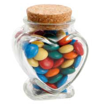 Glass Heart Jar with Mixed Chocolate Gems
