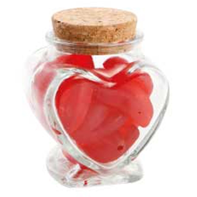 Glass Heart Jar with Red Lips