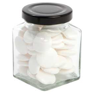 Small Square Jar with Flat Mints