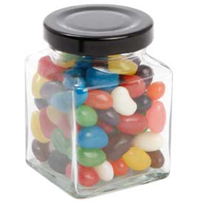 Small Square Jar with Mixed Mini Jelly Beans