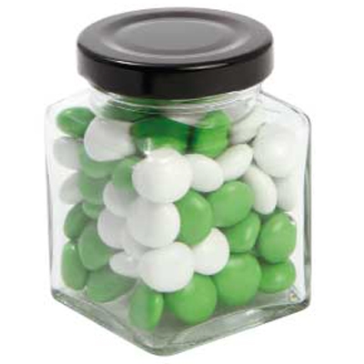 Small Square Jar with Chocolate Gems (Corporate Colour)