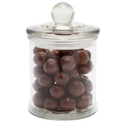 Glass Candy Jar with Malt Balls