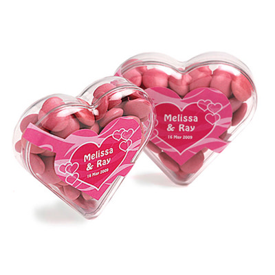 ACRYLIC HEART FILLED WITH CHOC BEANS 50G (Corporate Colours) - Sticker (CC030B3_CONF)