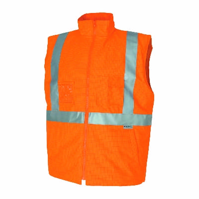 300D Polyester/PU Hi-Vis FR & Anti-static safety vest with 3M8935 FR Reflective Tape. (3465_DNC)