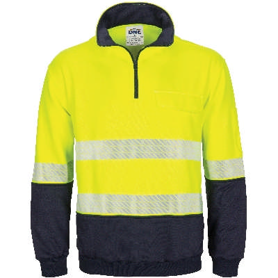 Hi-Vis Segment Taped 1/2 Zip Fleecy Windcheater (3529_DNC)