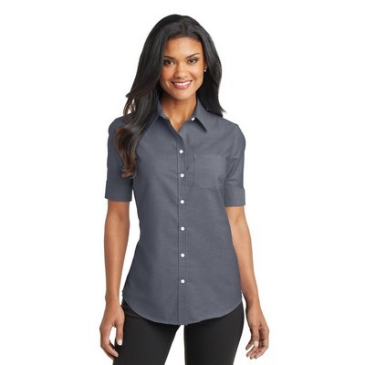 Port Authority Ladies Short Sleeve SuperPro Oxford Shirt.: XS - XL