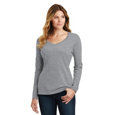 Port & Company Ladies Long Sleeve Fan Favorite V-Neck Tee.: XS - XL