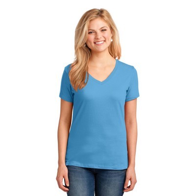Port & Company Ladies Core Cotton V-Neck Tee.: XS - XL