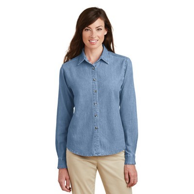 Port & Company - Ladies Long Sleeve Value Denim Shirt.: XS - XL