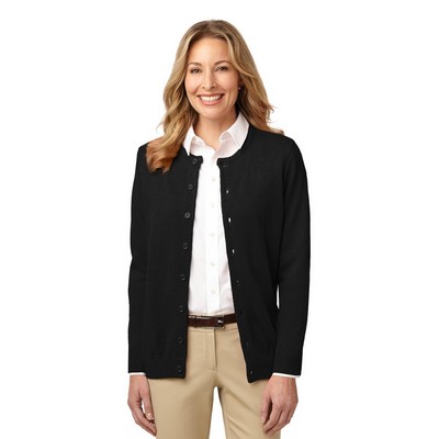 Port Authority Ladies Value Jewel-Neck Cardigan Sweater. LSW304 (LSW304_ENT)