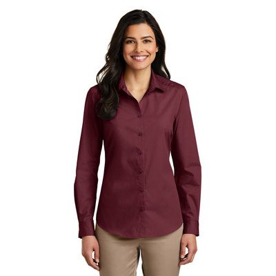Port Authority Ladies Long Sleeve Carefree Poplin Shirt. LW100 (LW100_ENT)