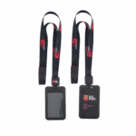 Full Colour 20mm Lanyard with Breakaway and Retractable ID Holder - Black, 1 Side Print Reel and Holder (IDH102-BLK-R1H1_EZI)