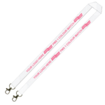 Aquarius Ribbed Lanyard Budget Screen Printed 1 Colour 1 Side Double Carabiner - 15mm Polyester, White (LABDC-15-WHI_EZI)