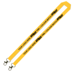 Aquarius Ribbed Lanyard Budget Screen Printed 1 Colour 1 Side Double Carabiner - 15mm Polyester, Yellow (LABDC-15-YEL_EZI)