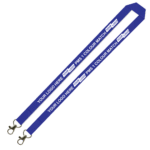 Aquarius Ribbed Lanyard Budget Screen Printed 1 Colour 1 Side Double Carabiner - 20mm Polyester, Royal Blue (LABDC-20-BLU_EZI)