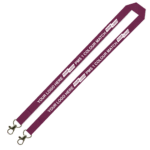 Aquarius Ribbed Lanyard Budget Screen Printed 1 Colour 1 Side Double Carabiner - 20mm Polyester, Burgundy (LABDC-20-BUR_EZI)