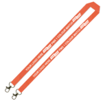 Aquarius Ribbed Lanyard Budget Screen Printed 1 Colour 1 Side Double Carabiner - 20mm Polyester, Fluro Orange (LABDC-20-FORG_EZI)