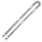 Aquarius Ribbed Lanyard Budget Screen Printed 1 Colour 1 Side Double Carabiner - 20mm Polyester, Grey (LABDC-20-GREY_EZI)