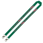 Aquarius Ribbed Lanyard Budget Screen Printed 1 Colour 1 Side Double Carabiner - 20mm Polyester, Green (LABDC-20-GRN_EZI)