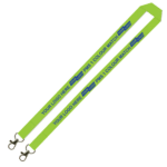 Aquarius Ribbed Lanyard Budget Screen Printed 1 Colour 1 Side Double Carabiner - 20mm Polyester, Lime (LABDC-20-LIME_EZI)