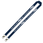 Aquarius Ribbed Lanyard Budget Screen Printed 1 Colour 1 Side Double Carabiner - 20mm Polyester, Navy (LABDC-20-NVY_EZI)