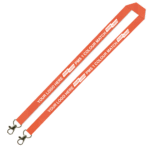 Aquarius Ribbed Lanyard Budget Screen Printed 1 Colour 1 Side Double Carabiner - 20mm Polyester, Orange (LABDC-20-ORG_EZI)