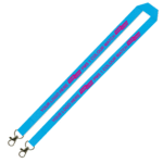 Aquarius Ribbed Lanyard Budget Screen Printed 1 Colour 1 Side Double Carabiner - 20mm Polyester, Process Blue (LABDC-20-PBLU_EZI)
