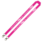Aquarius Ribbed Lanyard Budget Screen Printed 1 Colour 1 Side Double Carabiner - 20mm Polyester, Pink (LABDC-20-PIN_EZI)