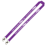 Aquarius Ribbed Lanyard Budget Screen Printed 1 Colour 1 Side Double Carabiner - 20mm Polyester, Purple (LABDC-20-PUR_EZI)