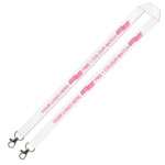 Aquarius Ribbed Lanyard Budget Screen Printed 1 Colour 1 Side Double Carabiner - 20mm Polyester, White (LABDC-20-WHI_EZI)