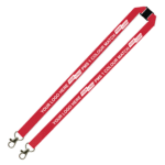 Aquarius Ribbed Lanyard Budget Screen Printed 1 Colour 1 Side Double Carabiner and Breakaway - 15mm Polyester, Red (LABDCBA-15-RED_EZI)