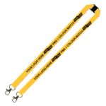 Aquarius Ribbed Lanyard Budget Screen Printed 1 Colour 1 Side Double Carabiner and Breakaway - 15mm Polyester, Yellow (LABDCBA-15-YEL_EZI)