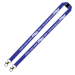 Aquarius Ribbed Lanyard Budget Screen Printed 1 Colour 1 Side Double Carabiner and Breakaway - 20mm Polyester, Royal Blue (LABDCBA-20-BLU_EZI)