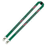 Aquarius Ribbed Lanyard Budget Screen Printed 1 Colour 1 Side Double Carabiner and Breakaway - 20mm Polyester, Green (LABDCBA-20-GRN_EZI)