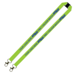 Aquarius Ribbed Lanyard Budget Screen Printed 1 Colour 1 Side Double Carabiner and Breakaway - 20mm Polyester, Lime (LABDCBA-20-LIME_EZI)